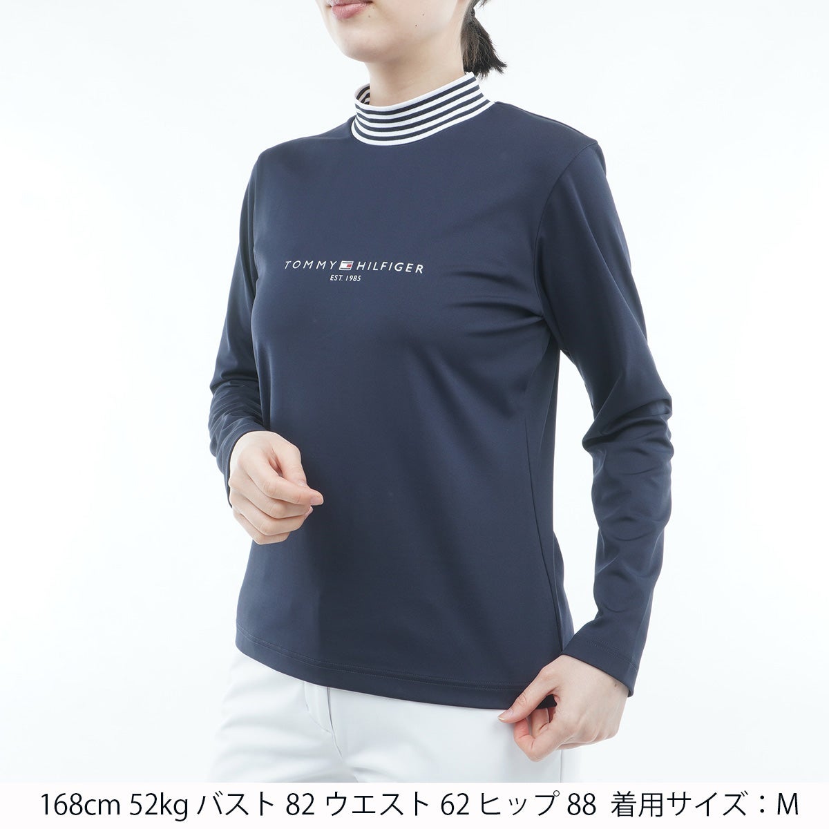 [トミー ヒルフィガー ゴルフ] TOMMY HILFIGER GOLF レディース ベア天 長袖モックシャツ ネイビー　詳細1