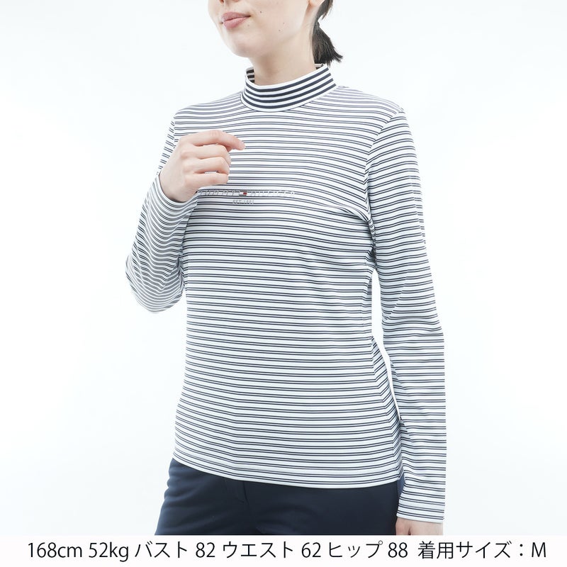 [トミー ヒルフィガー ゴルフ] TOMMY HILFIGER GOLF レディース ベア天 長袖モックシャツ ホワイトネイビー　詳細1