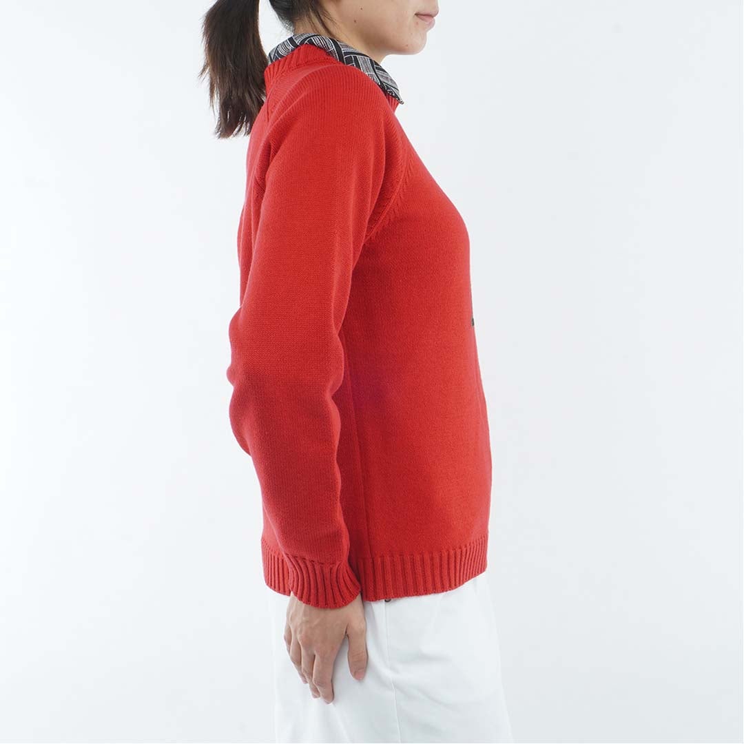[トミー ヒルフィガー ゴルフ] TOMMY HILFIGER GOLF レディース レタリング クルーネックニット  THLA663 レッド　詳細4