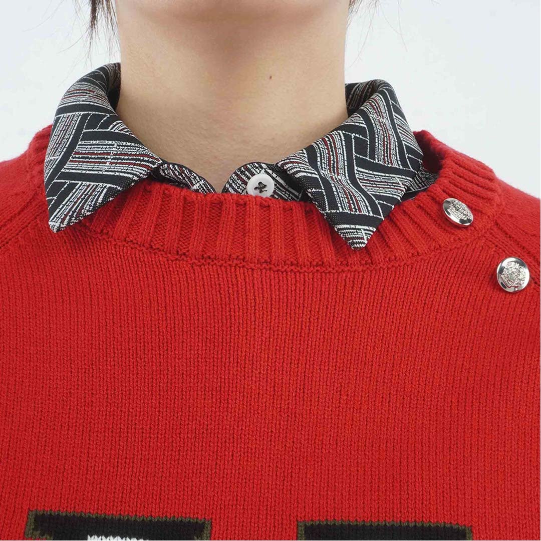 [トミー ヒルフィガー ゴルフ] TOMMY HILFIGER GOLF レディース レタリング クルーネックニット  THLA663 レッド　詳細5