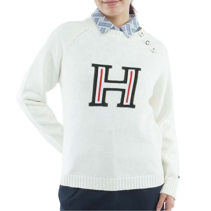 [トミー ヒルフィガー ゴルフ] TOMMY HILFIGER GOLF レディース レタリング クルーネックニット  THLA663 オフホワイト　詳細