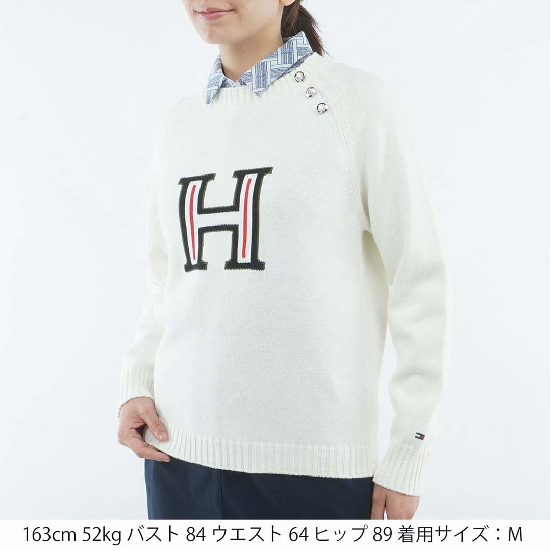 [トミー ヒルフィガー ゴルフ] TOMMY HILFIGER GOLF レディース レタリング クルーネックニット  THLA663 オフホワイト　詳細1