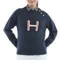 [トミー ヒルフィガー ゴルフ] TOMMY HILFIGER GOLF レディース レタリング クルーネックニット  THLA663 ネイビー　　詳細