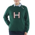 [トミー ヒルフィガー ゴルフ] TOMMY HILFIGER GOLF レディース レタリング クルーネックニット  THLA663 ダークグリーン　詳細