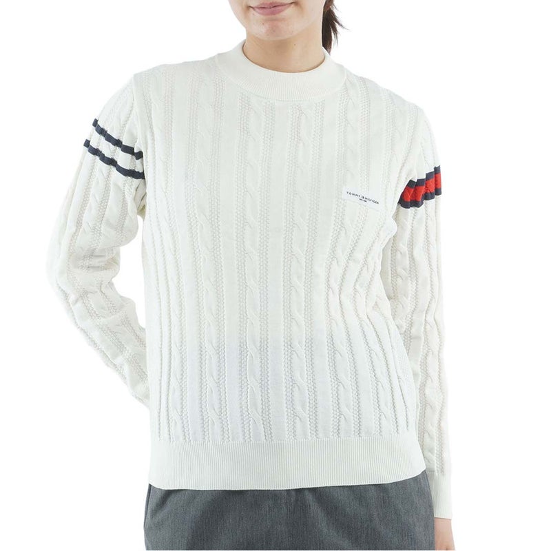 [トミー ヒルフィガー ゴルフ] TOMMY HILFIGER GOLF レディース 撥水 ケーブル柄 ボトルネックニット  THLA664 オフホワイト　詳細