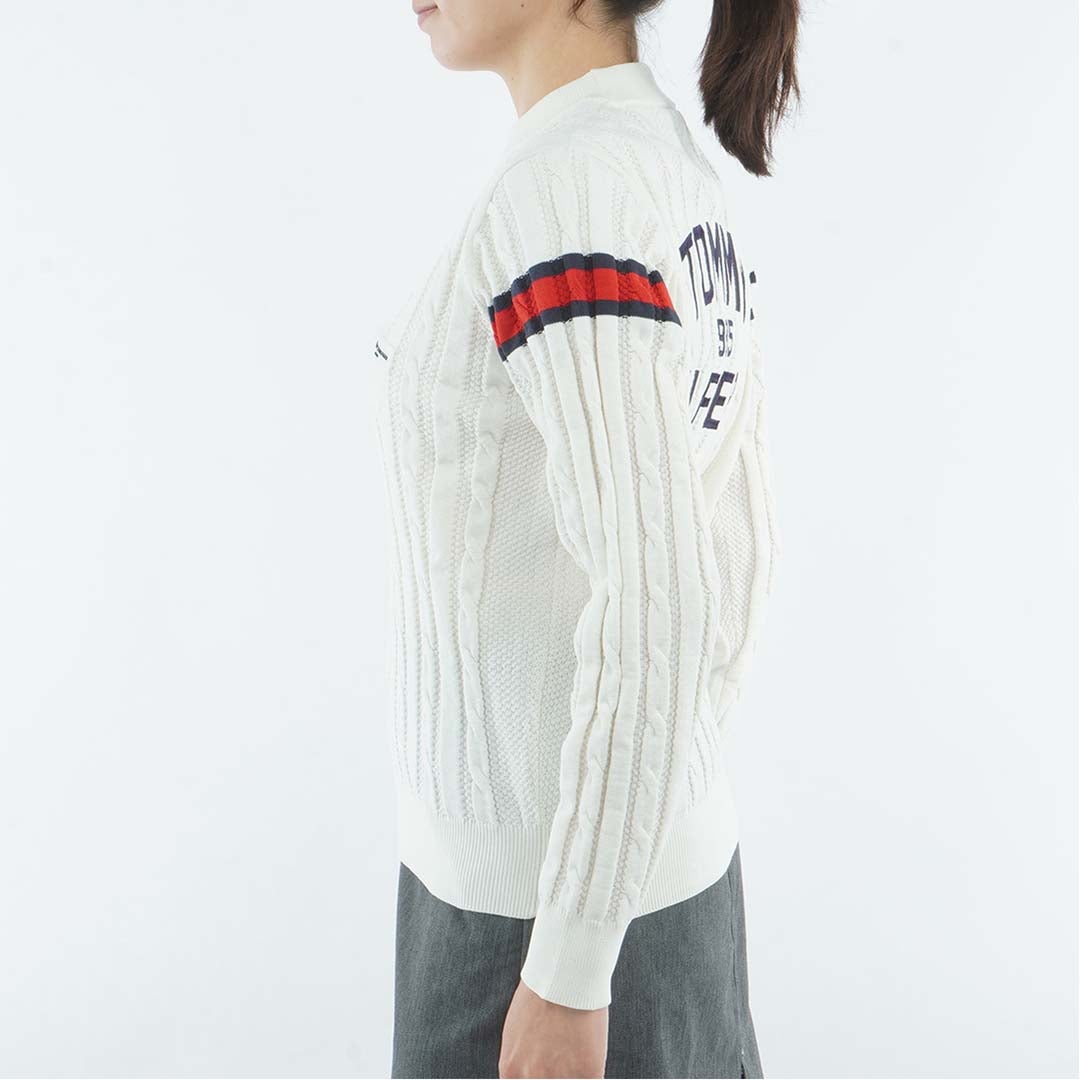 [トミー ヒルフィガー ゴルフ] TOMMY HILFIGER GOLF レディース 撥水 ケーブル柄 ボトルネックニット  THLA664 オフホワイト　詳細2