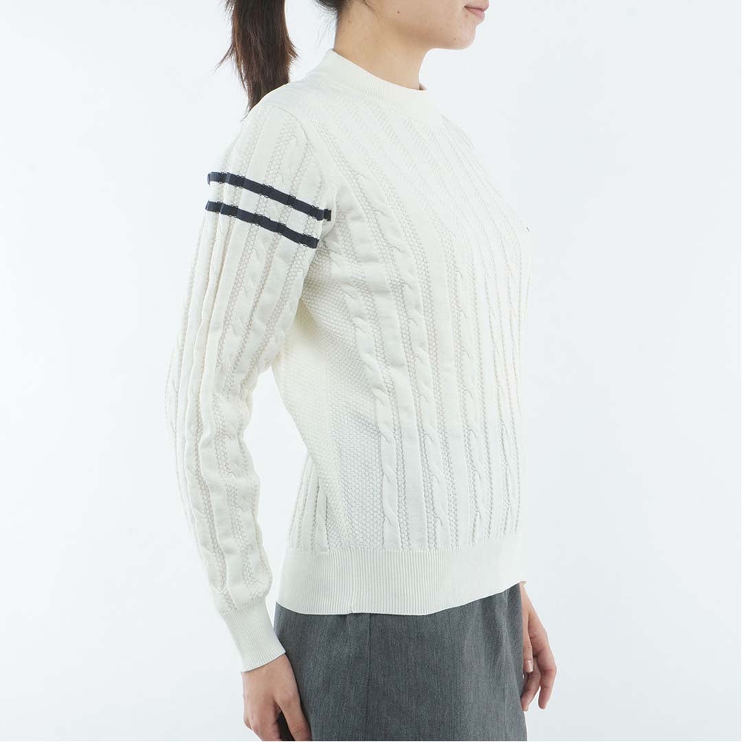 [トミー ヒルフィガー ゴルフ] TOMMY HILFIGER GOLF レディース 撥水 ケーブル柄 ボトルネックニット  THLA664 オフホワイト　詳細4