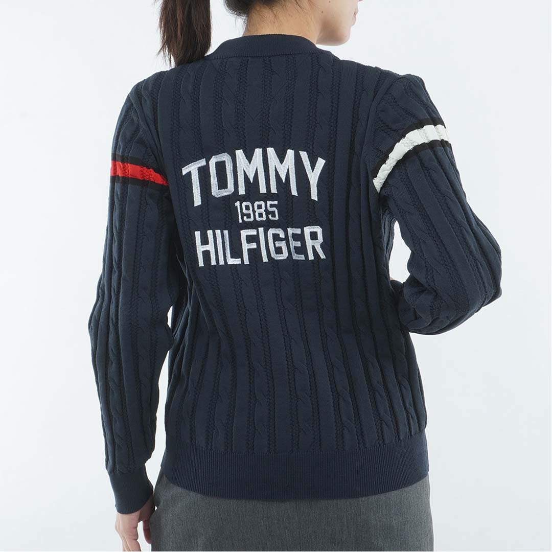[トミー ヒルフィガー ゴルフ] TOMMY HILFIGER GOLF レディース 撥水 ケーブル柄 ボトルネックニット  THLA664 ネイビー　詳細2