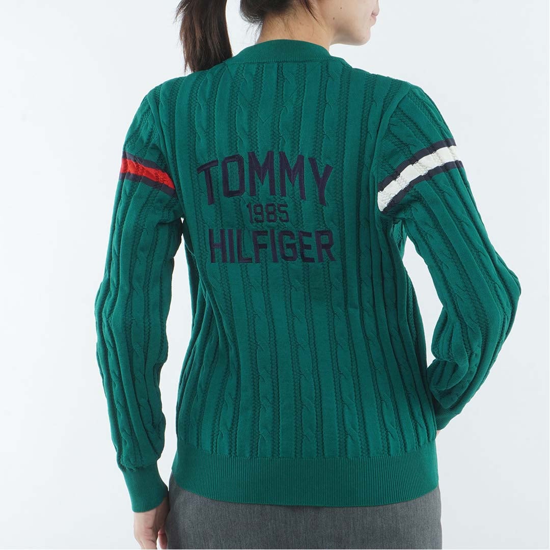 [トミー ヒルフィガー ゴルフ] TOMMY HILFIGER GOLF レディース 撥水 ケーブル柄 ボトルネックニット  THLA664 グリーン　詳細2