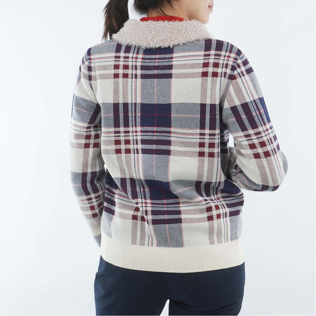 [トミー ヒルフィガー ゴルフ] TOMMY HILFIGER GOLF レディース 衿付き チェックジャカードニット  THLA668 アイボリー　詳細3