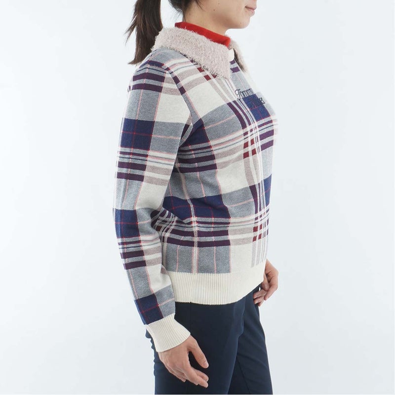 [トミー ヒルフィガー ゴルフ] TOMMY HILFIGER GOLF レディース 衿付き チェックジャカードニット  THLA668 アイボリー　詳細4