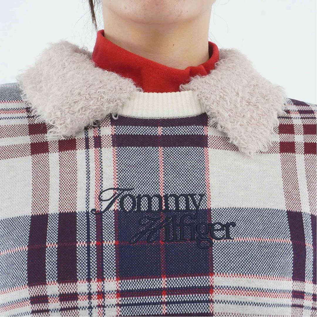 [トミー ヒルフィガー ゴルフ] TOMMY HILFIGER GOLF レディース 衿付き チェックジャカードニット  THLA668 アイボリー　詳細5