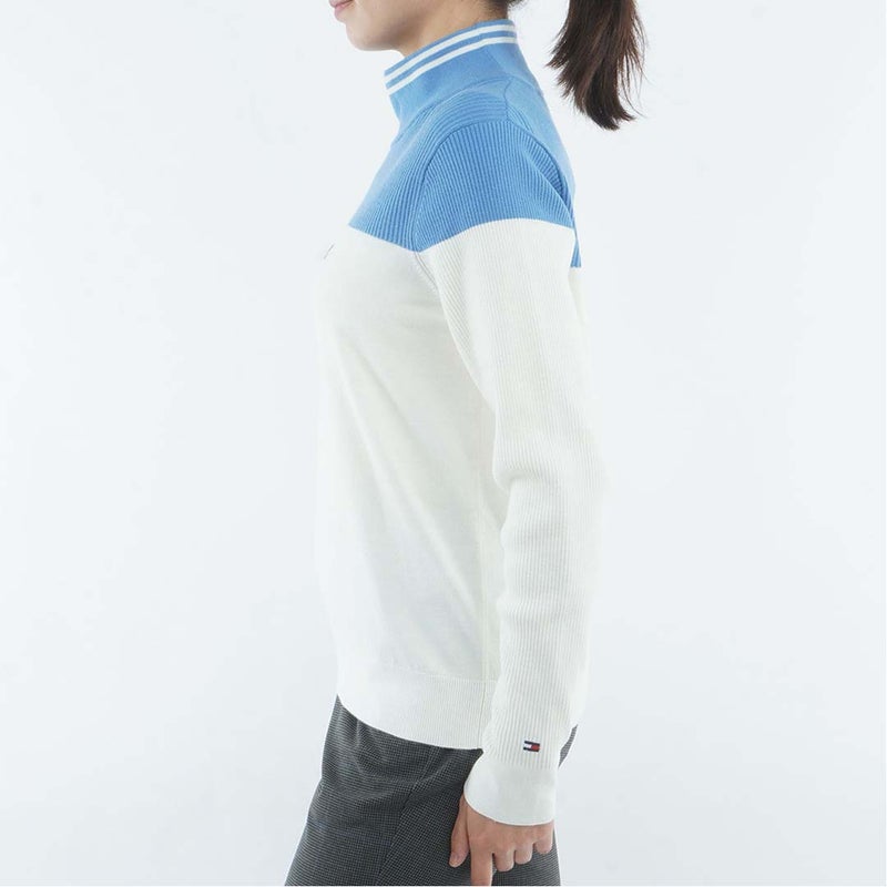 [トミー ヒルフィガー ゴルフ]TOMMY HILFIGER GOLF　レディース カラーブロック ハイネックニット　アイスブルー　THLA682　詳細2