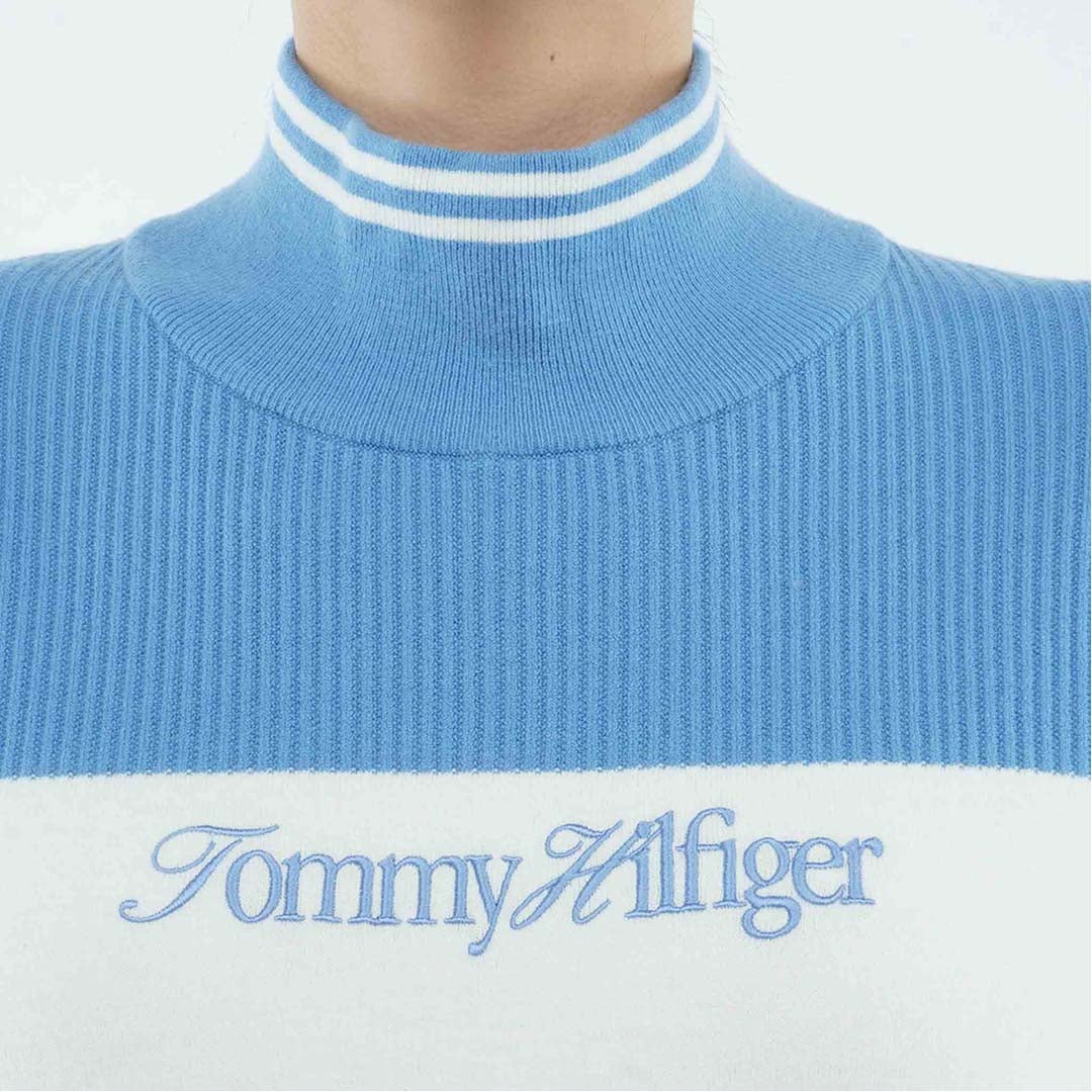 [トミー ヒルフィガー ゴルフ]TOMMY HILFIGER GOLF　レディース カラーブロック ハイネックニット　アイスブルー　THLA682　詳細5