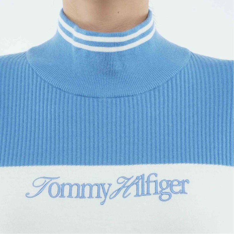 [トミー ヒルフィガー ゴルフ]TOMMY HILFIGER GOLF　レディース カラーブロック ハイネックニット　アイスブルー　THLA682　詳細5