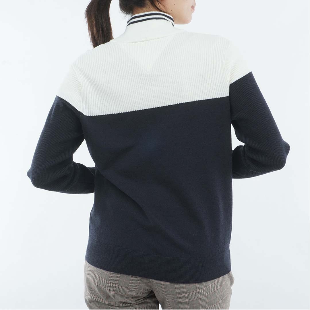 [トミー ヒルフィガー ゴルフ]TOMMY HILFIGER GOLF　レディース カラーブロック ハイネックニット　ネイビー　THLA682　詳細2