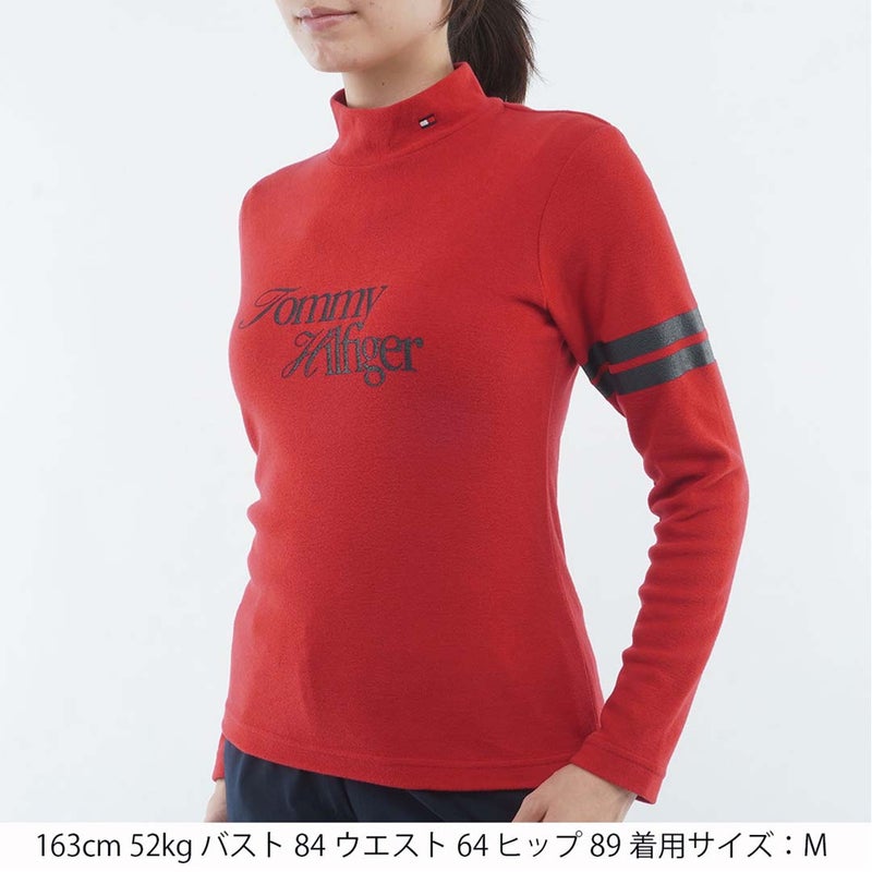 [トミー ヒルフィガー ゴルフ]TOMMY HILFIGER GOLF　レディース 長袖 ニーラインモックシャツ　レッド　THLA670　詳細1