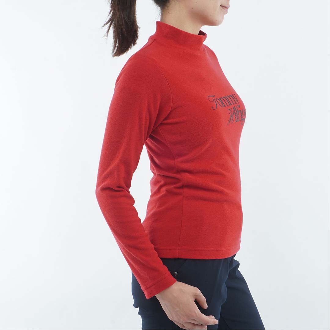 [トミー ヒルフィガー ゴルフ]TOMMY HILFIGER GOLF　レディース 長袖 ニーラインモックシャツ　レッド　THLA670　詳細4