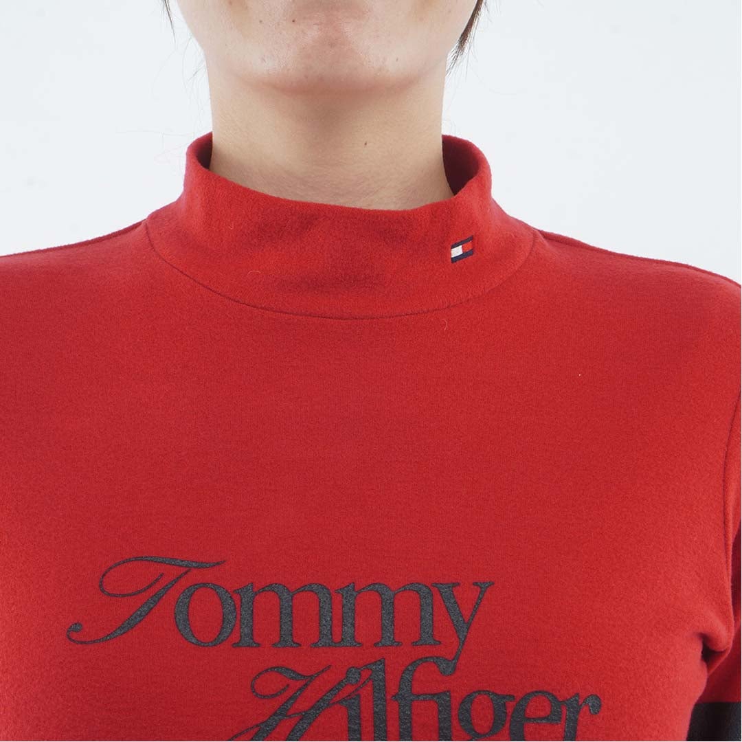 [トミー ヒルフィガー ゴルフ]TOMMY HILFIGER GOLF　レディース 長袖 ニーラインモックシャツ　レッド　THLA670　詳細5