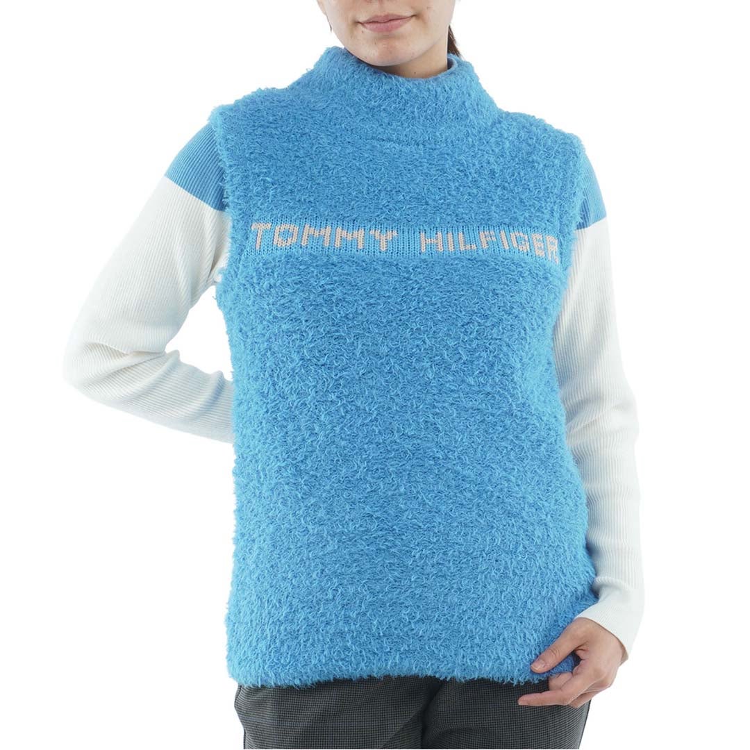[トミー ヒルフィガー ゴルフ]TOMMY HILFIGER GOLF　レディース フェザー ニットベスト　アイスブルー　THLA672　詳細