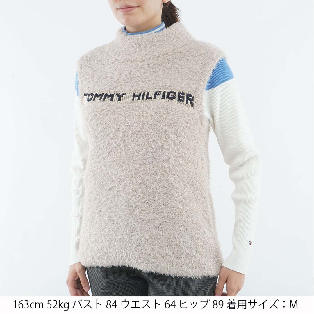 [トミー ヒルフィガー ゴルフ]TOMMY HILFIGER GOLF　レディース フェザー ニットベスト　サンドベージュ　THLA672　詳細1