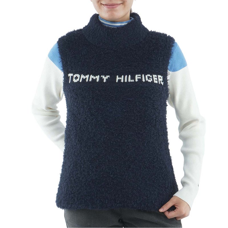 [トミー ヒルフィガー ゴルフ]TOMMY HILFIGER GOLF　レディース フェザー ニットベスト　ネイビー　THLA672　詳細