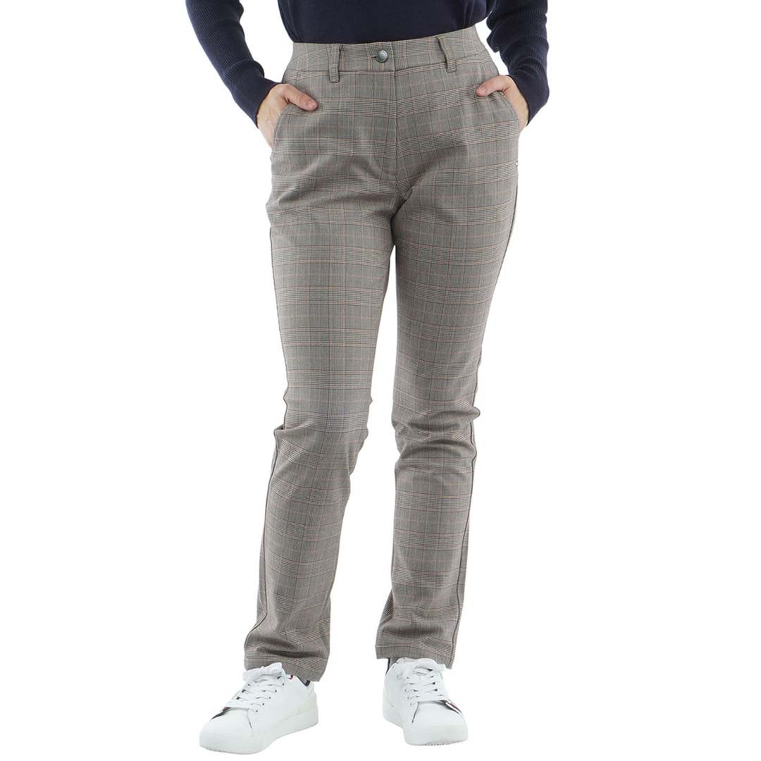[トミー ヒルフィガー ゴルフ]　TOMMY HILFIGER GOLF　レディース ストレッチツイード ロングパンツ　THLA674　ブラウン　詳細