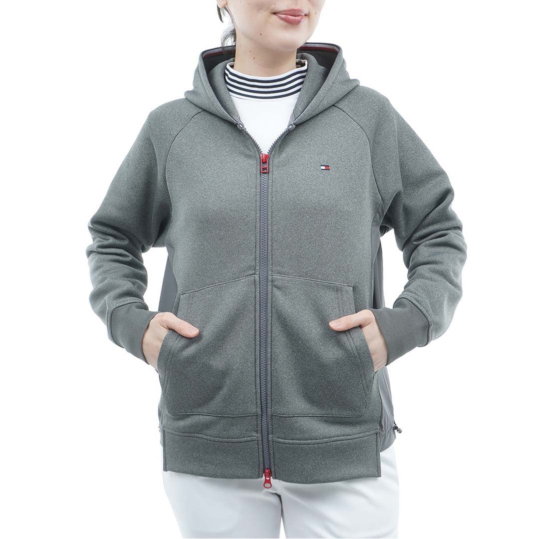 [トミー ヒルフィガー ゴルフ]TOMMY HILFIGER GOLF　レディース 裏起毛フリース パーカージャケット　グレー　THLA677　詳細