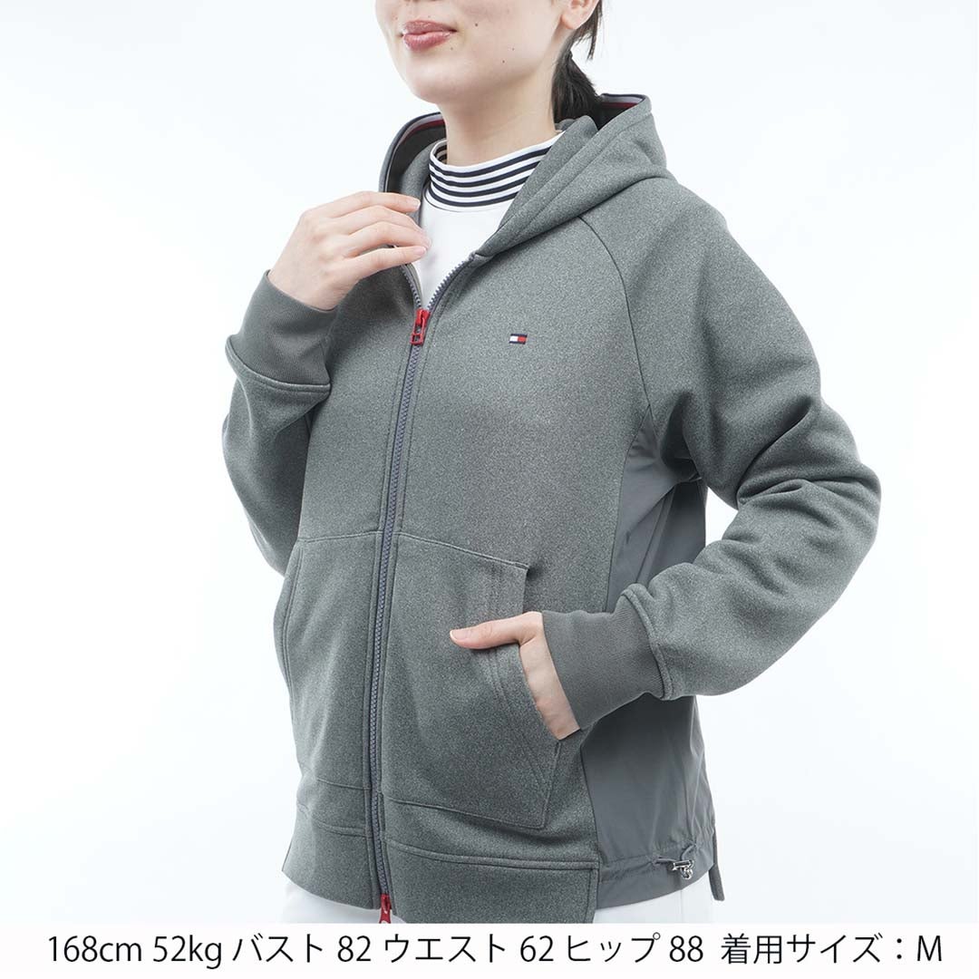 [トミー ヒルフィガー ゴルフ]TOMMY HILFIGER GOLF　レディース 裏起毛フリース パーカージャケット　グレー　THLA677　詳細1