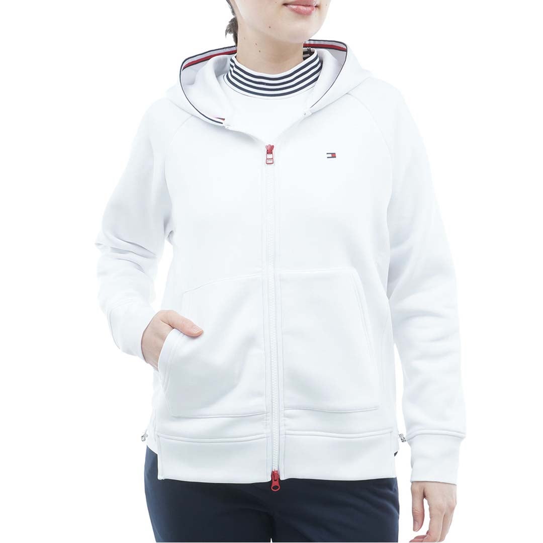[トミー ヒルフィガー ゴルフ]TOMMY HILFIGER GOLF　レディース 裏起毛フリース パーカージャケット　ホワイト　THLA677　詳細