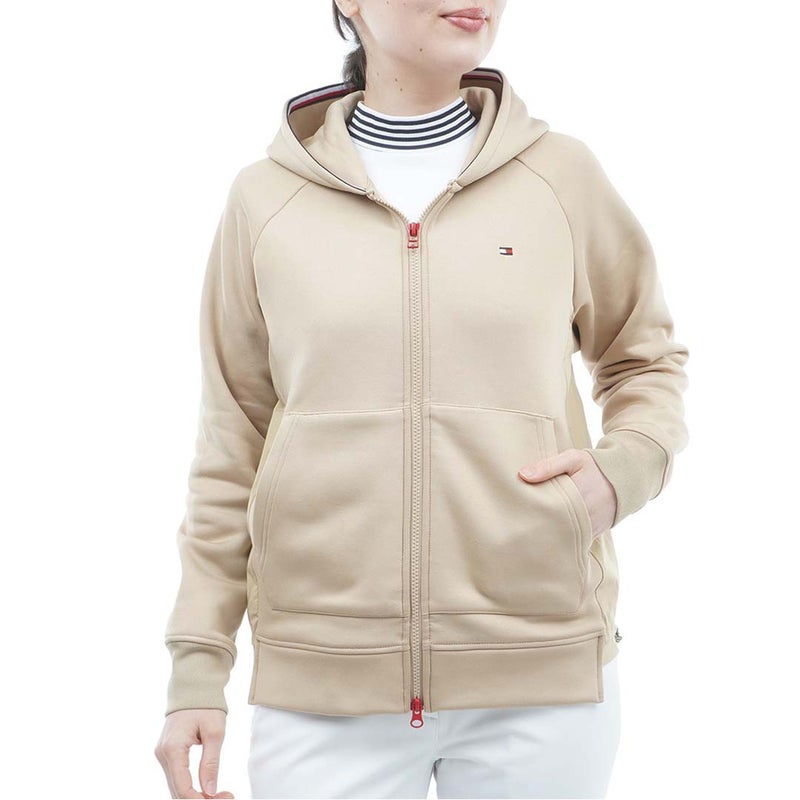 [トミー ヒルフィガー ゴルフ]TOMMY HILFIGER GOLF　レディース 裏起毛フリース パーカージャケット　サンドベージュ　THLA677　詳細