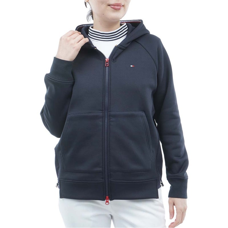 [トミー ヒルフィガー ゴルフ]TOMMY HILFIGER GOLF　レディース 裏起毛フリース パーカージャケット　ネイビー　THLA677　詳細