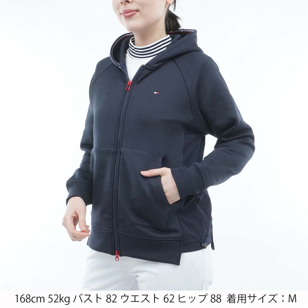 [トミー ヒルフィガー ゴルフ]TOMMY HILFIGER GOLF　レディース 裏起毛フリース パーカージャケット　ネイビー　THLA677　詳細1