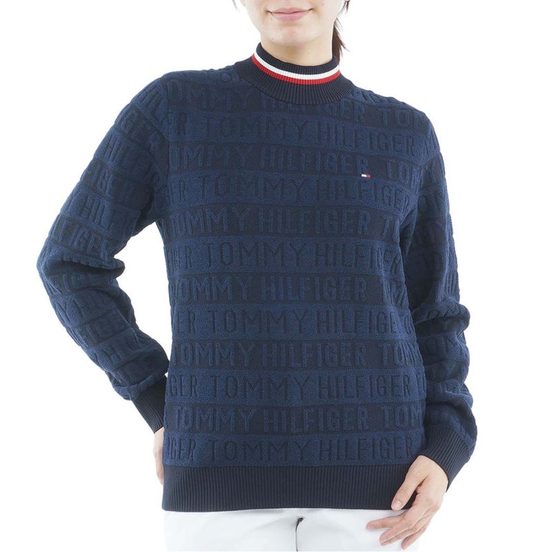 [トミー ヒルフィガー ゴルフ]TOMMY HILFIGER GOLF　レディース ロゴボーダー ハイネックニット　ネイビー　THLA679　詳細
