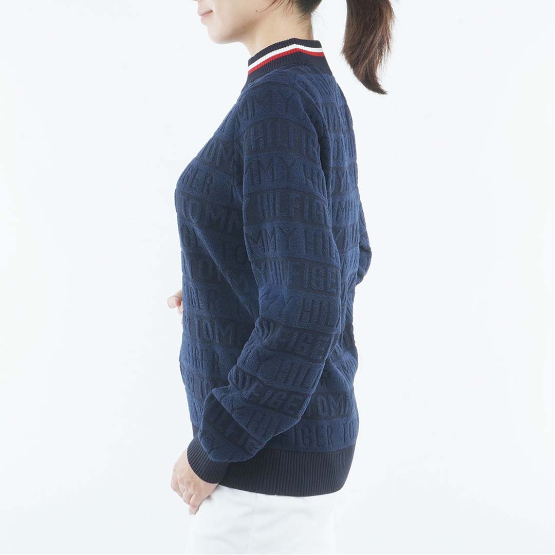 [トミー ヒルフィガー ゴルフ]TOMMY HILFIGER GOLF　レディース ロゴボーダー ハイネックニット　ネイビー　THLA679　詳細2