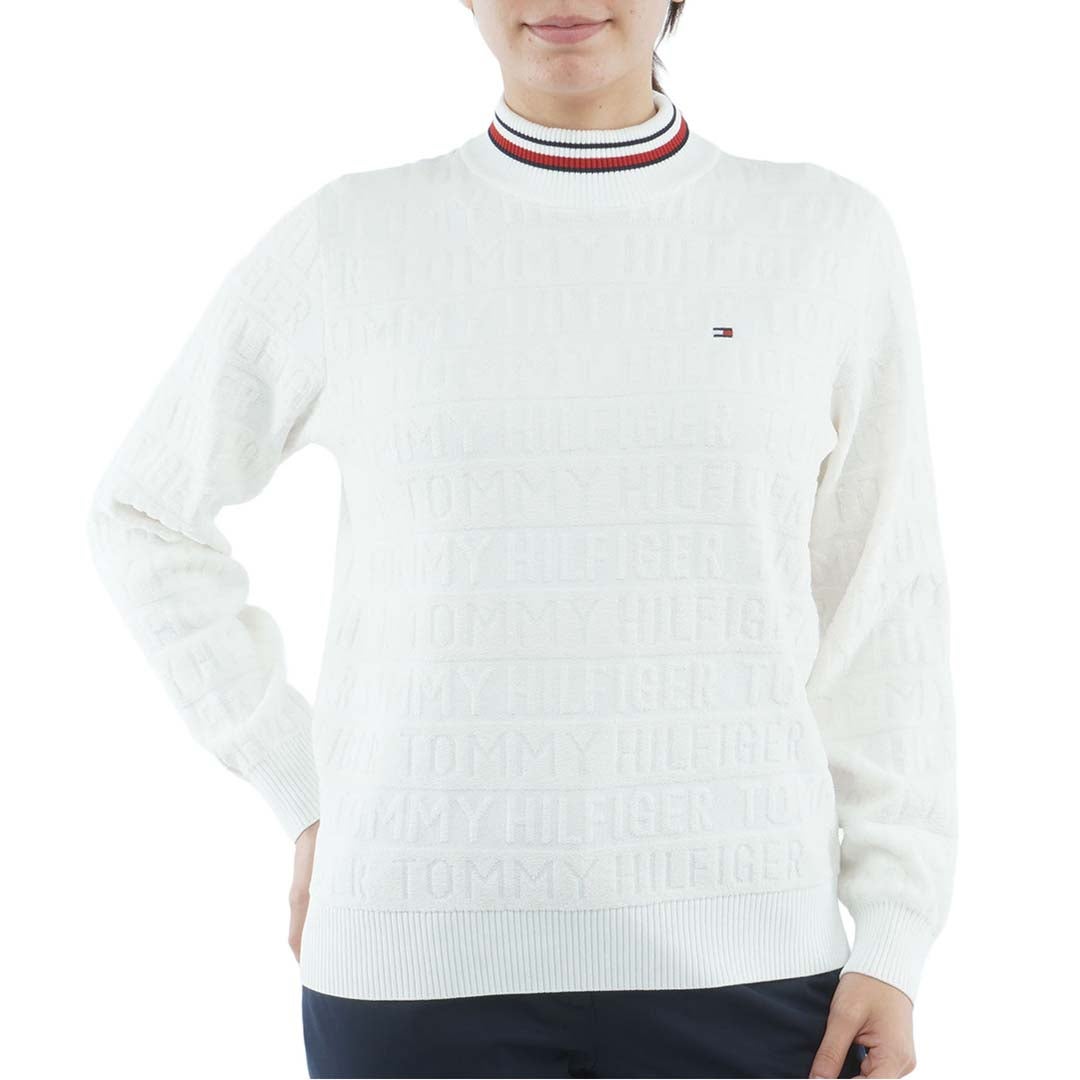 [トミー ヒルフィガー ゴルフ]TOMMY HILFIGER GOLF　レディース ロゴボーダー ハイネックニット　オフホワイト　THLA679　詳細