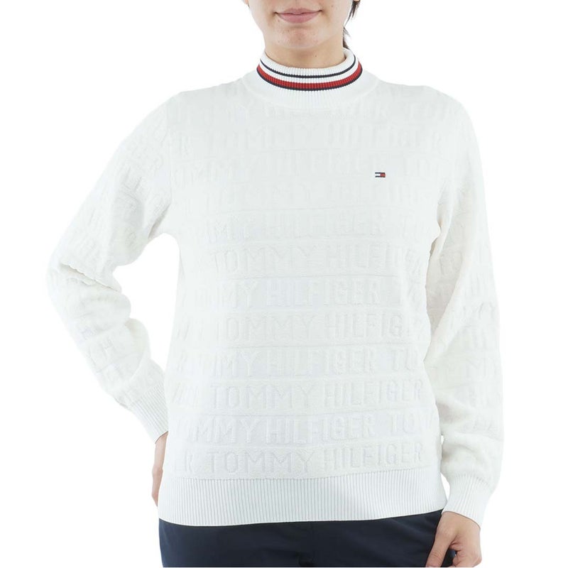 [トミー ヒルフィガー ゴルフ]TOMMY HILFIGER GOLF　レディース ロゴボーダー ハイネックニット　オフホワイト　THLA679　詳細