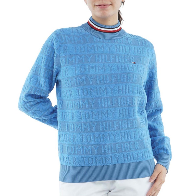 [トミー ヒルフィガー ゴルフ]TOMMY HILFIGER GOLF　レディース ロゴボーダー ハイネックニット　アイスブルー　THLA679　詳細