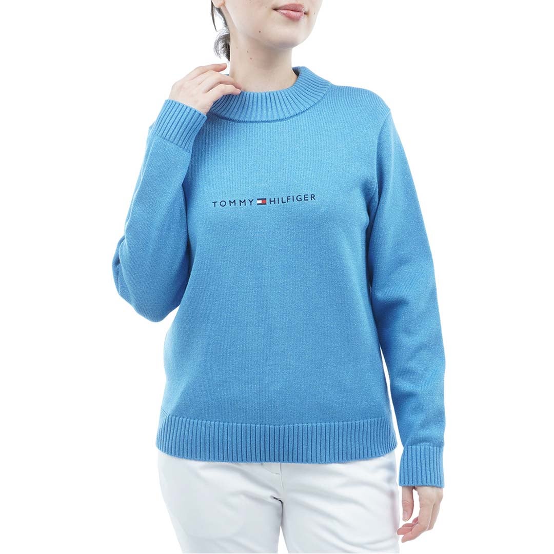[トミー ヒルフィガー ゴルフ]TOMMY HILFIGER GOLF　レディース ラメモール ボトルネックニット　アイスブルー　THLA680　詳細