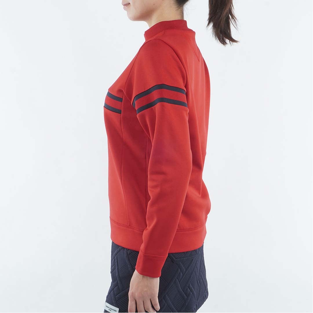 [トミー ヒルフィガー ゴルフ]TOMMY HILFIGER GOLF　レディース スムース裏起毛 ハイネックフラッグ スウェット　レッド　THLA681　詳細2