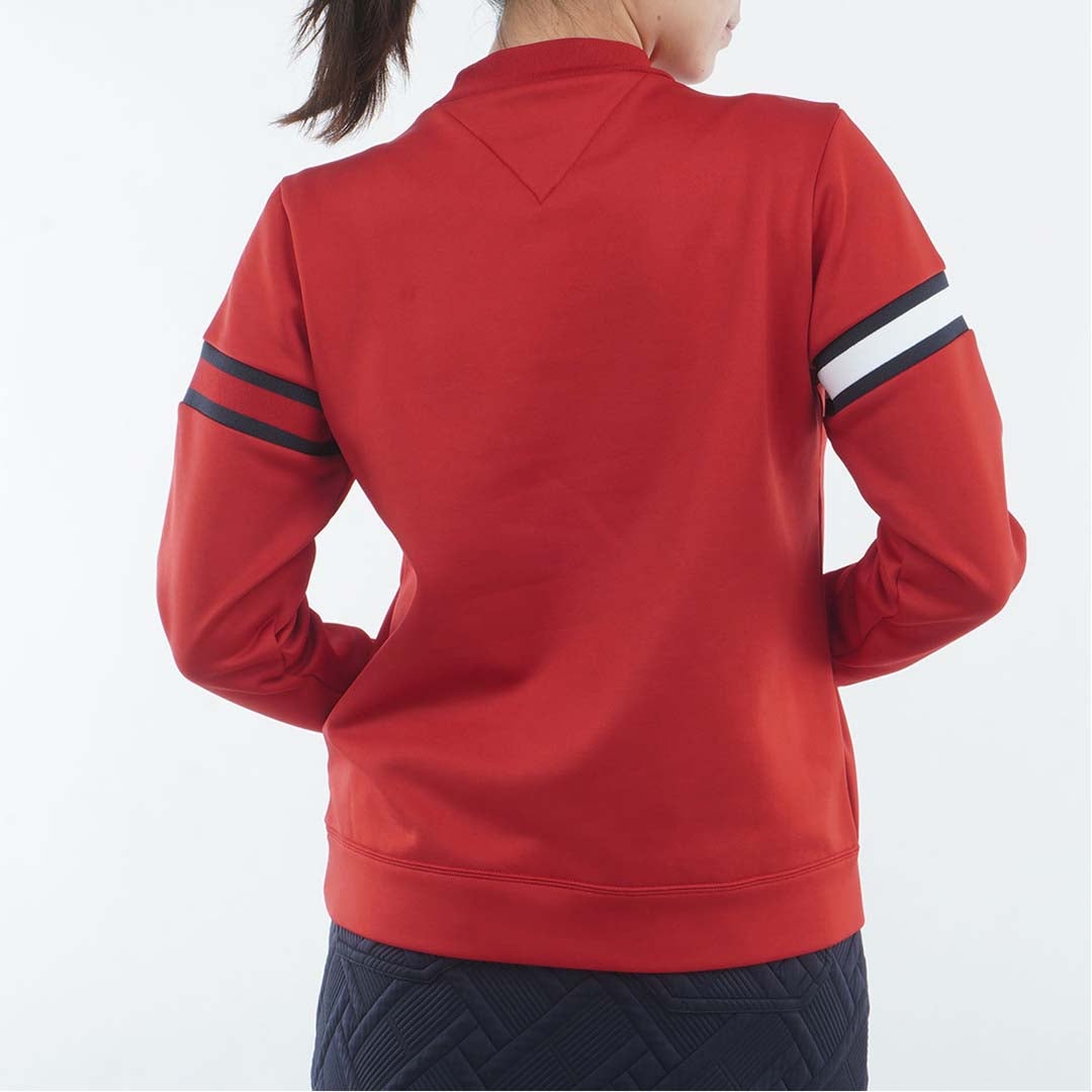 [トミー ヒルフィガー ゴルフ]TOMMY HILFIGER GOLF　レディース スムース裏起毛 ハイネックフラッグ スウェット　レッド　THLA681　詳細3