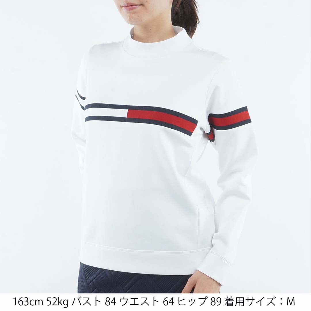 [トミー ヒルフィガー ゴルフ]TOMMY HILFIGER GOLF　レディース スムース裏起毛 ハイネックフラッグ スウェット　ホワイト　THLA681　詳細1