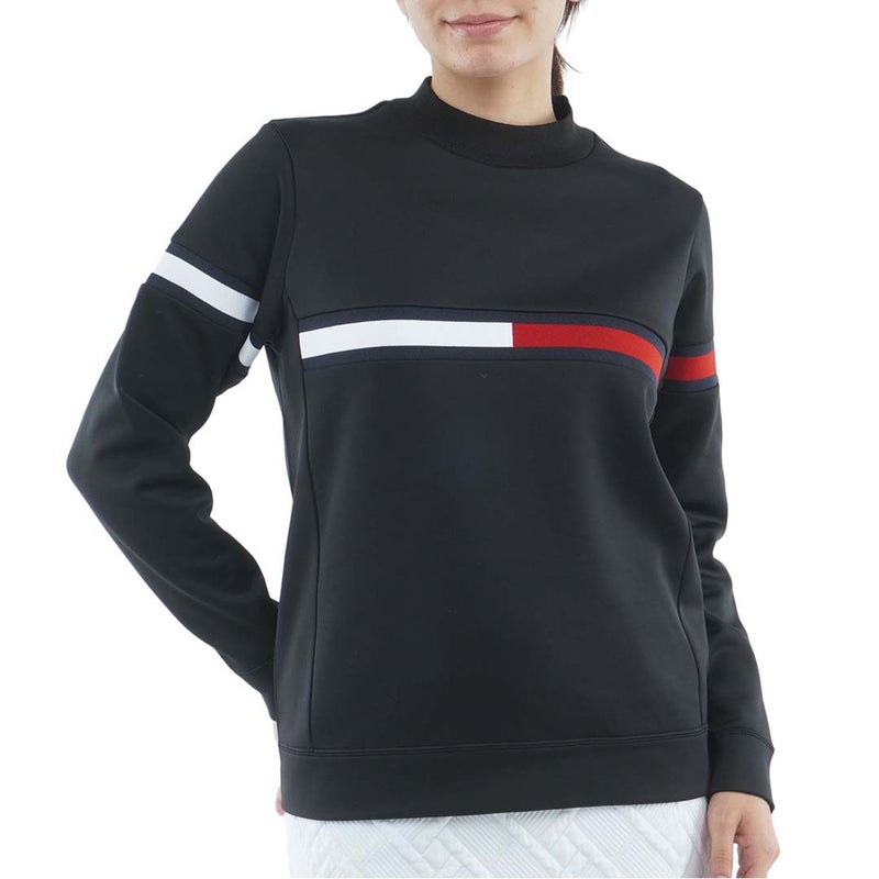 [トミー ヒルフィガー ゴルフ]TOMMY HILFIGER GOLF　レディース スムース裏起毛 ハイネックフラッグ スウェット　ブラック　THLA681　詳細