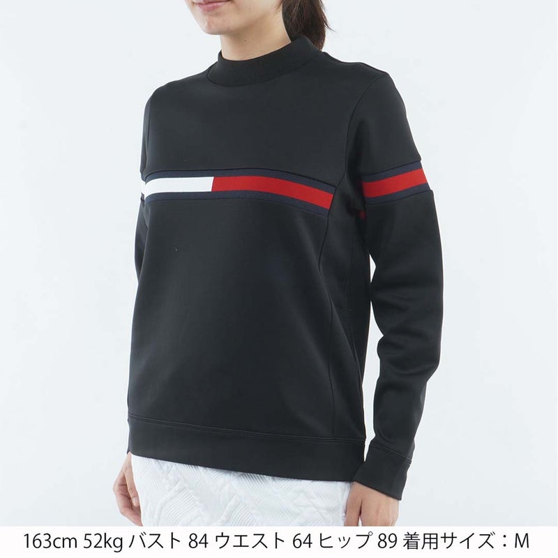 [トミー ヒルフィガー ゴルフ]TOMMY HILFIGER GOLF　レディース スムース裏起毛 ハイネックフラッグ スウェット　ブラック　THLA681　詳細1