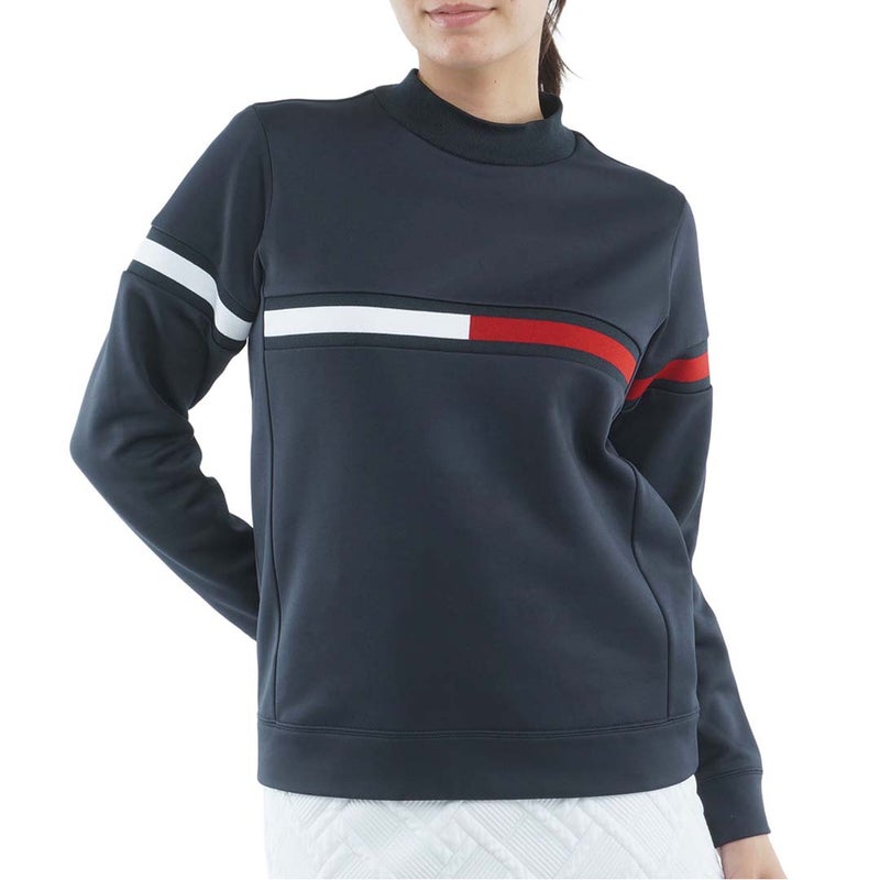[トミー ヒルフィガー ゴルフ]TOMMY HILFIGER GOLF　レディース スムース裏起毛 ハイネックフラッグ スウェット　ネイビー　THLA681　詳細