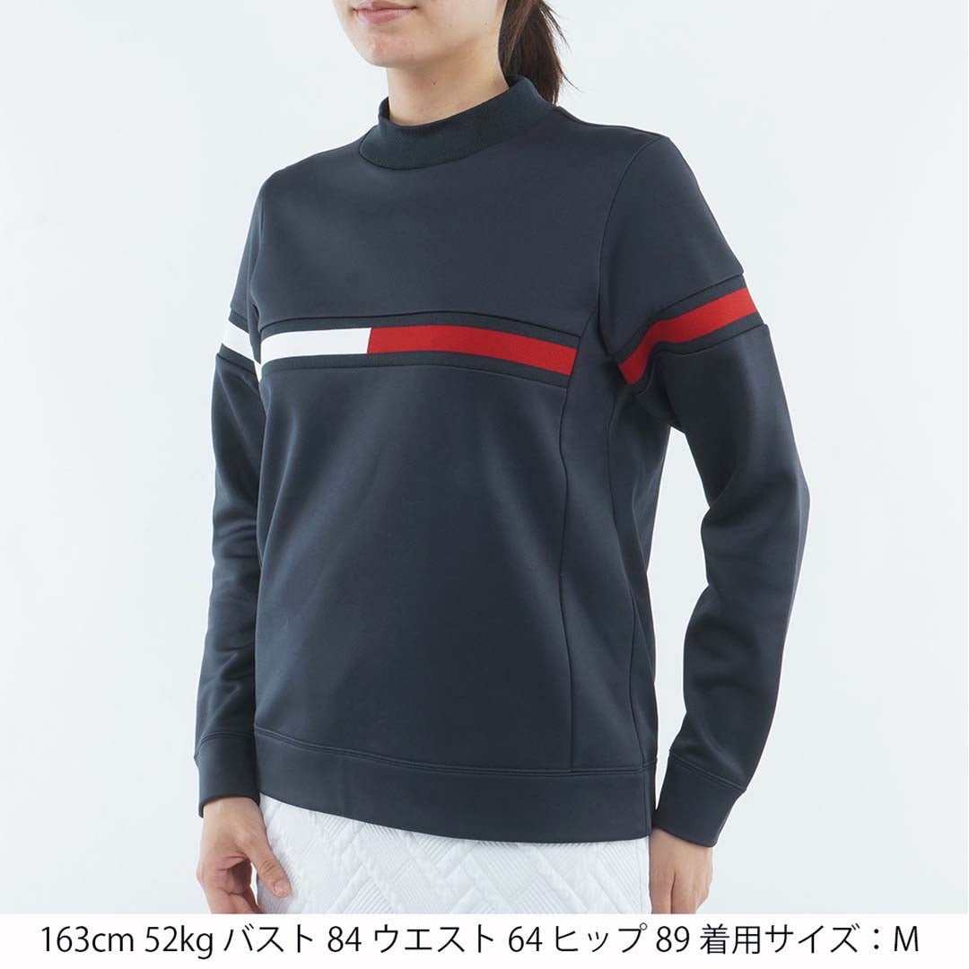 [トミー ヒルフィガー ゴルフ]TOMMY HILFIGER GOLF　レディース スムース裏起毛 ハイネックフラッグ スウェット　ネイビー　THLA681　詳細1