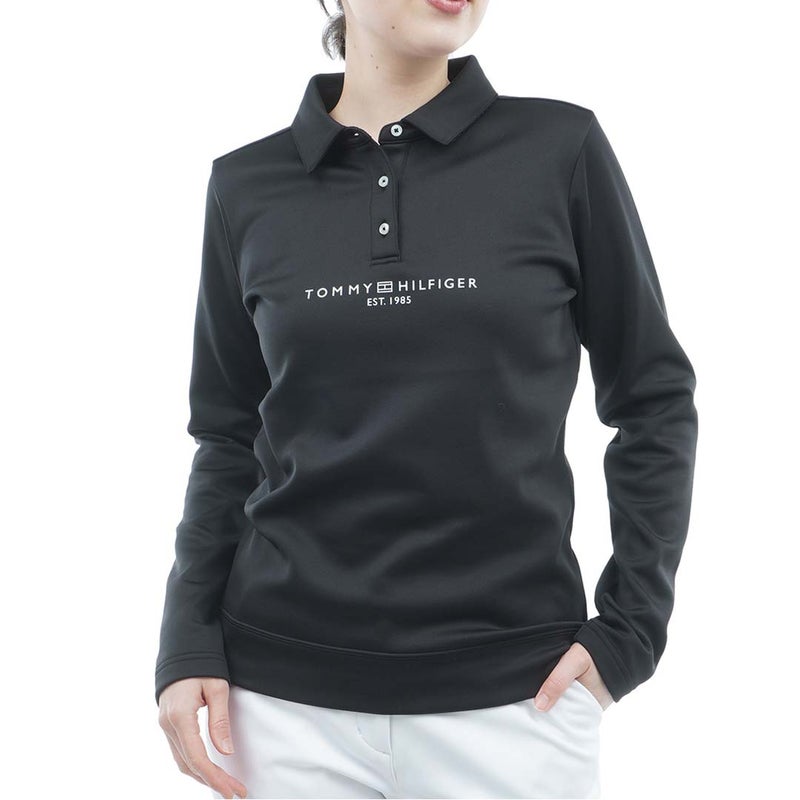 [トミー ヒルフィガー ゴルフ]TOMMY HILFIGER GOLF　レディース スムース裏起毛 長袖ポロシャツ　ブラック　THLA682　詳細