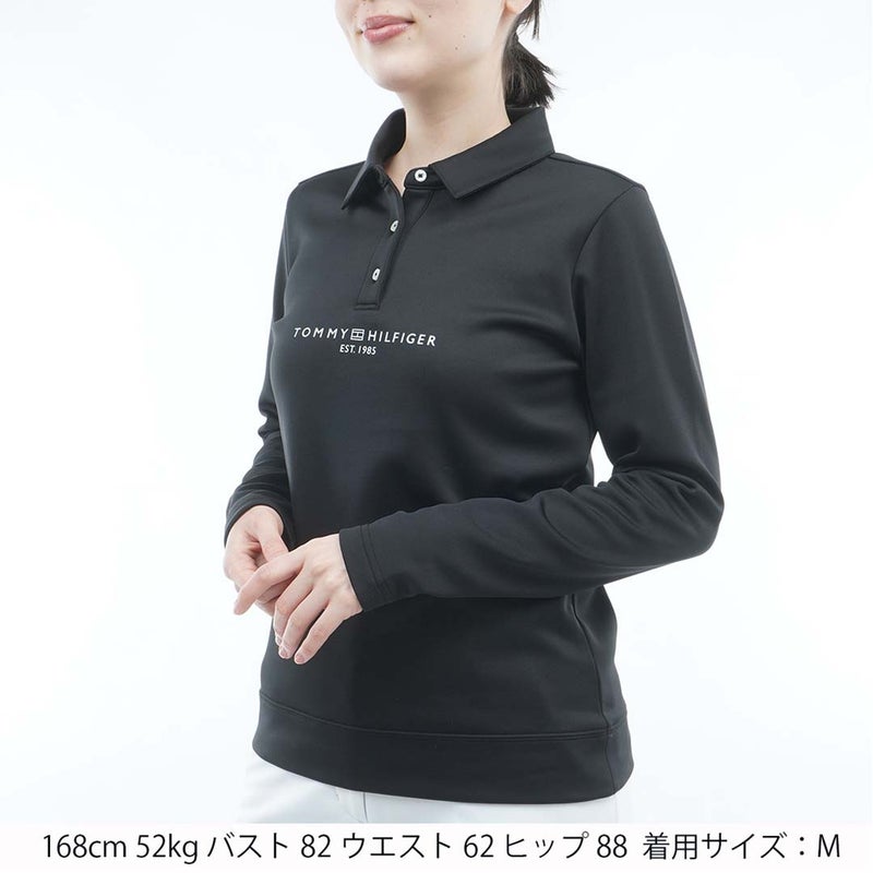 [トミー ヒルフィガー ゴルフ]TOMMY HILFIGER GOLF　レディース スムース裏起毛 長袖ポロシャツ　ブラック　THLA682　詳細1