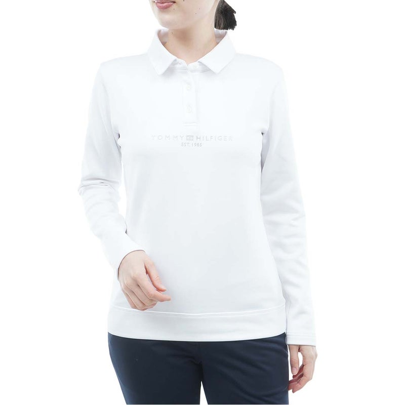 [トミー ヒルフィガー ゴルフ]TOMMY HILFIGER GOLF　レディース スムース裏起毛 長袖ポロシャツ　ホワイト　THLA682　詳細