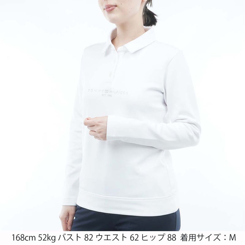 [トミー ヒルフィガー ゴルフ]TOMMY HILFIGER GOLF　レディース スムース裏起毛 長袖ポロシャツ　ホワイト　THLA682　詳細1